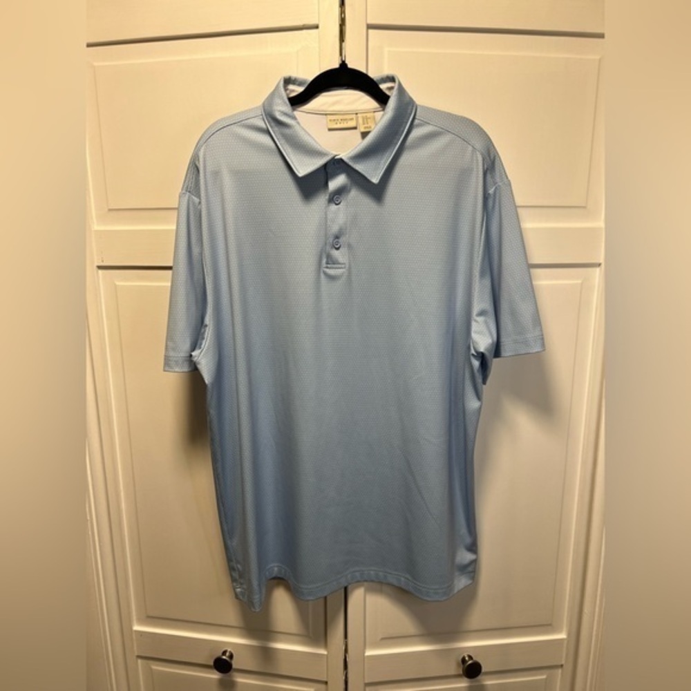 Rorie Whelan Golf Polo Shirt Men’s Size XL Light Blue With white Dots